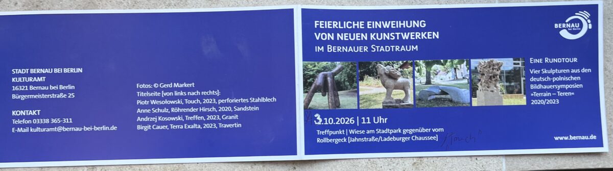 Einweihung 4 Skulpturen Bernau bei Berlin am Tag der Deutschen Einheit 2026